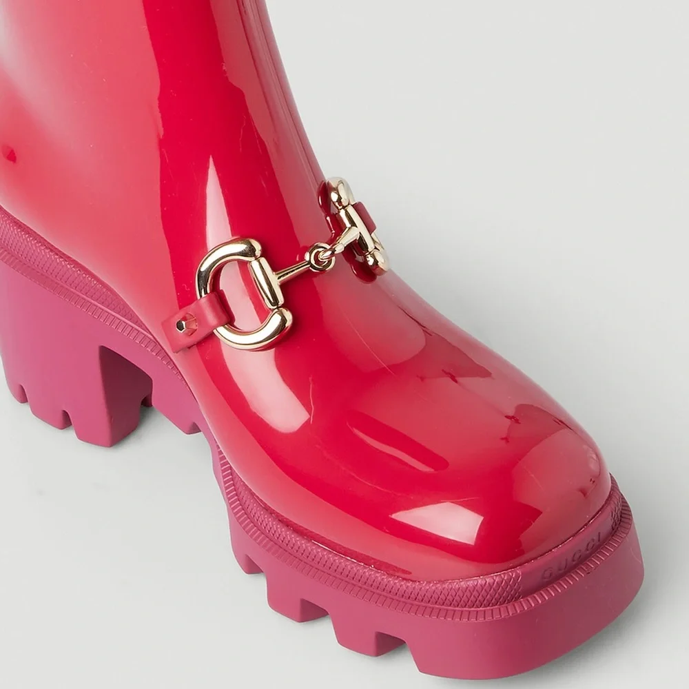 GUCCI Trip Horsebit Ankle Rain Boots in Red - Picture 12 of 14